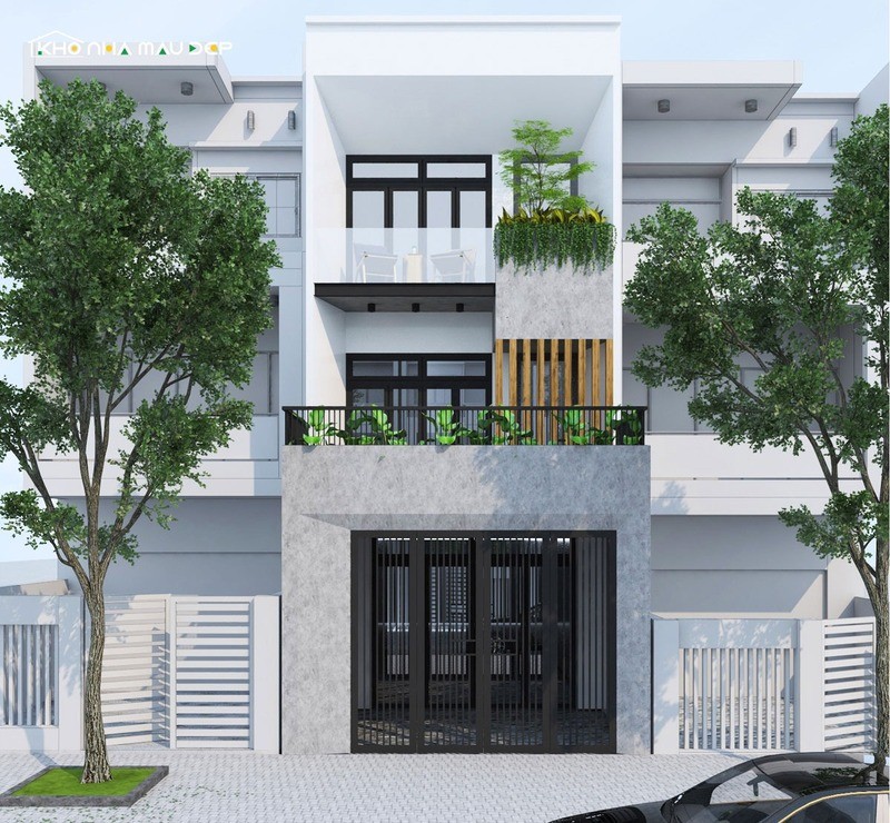 Mẫu nhà 3 tầng thiết kế với các hình khối đơn giản