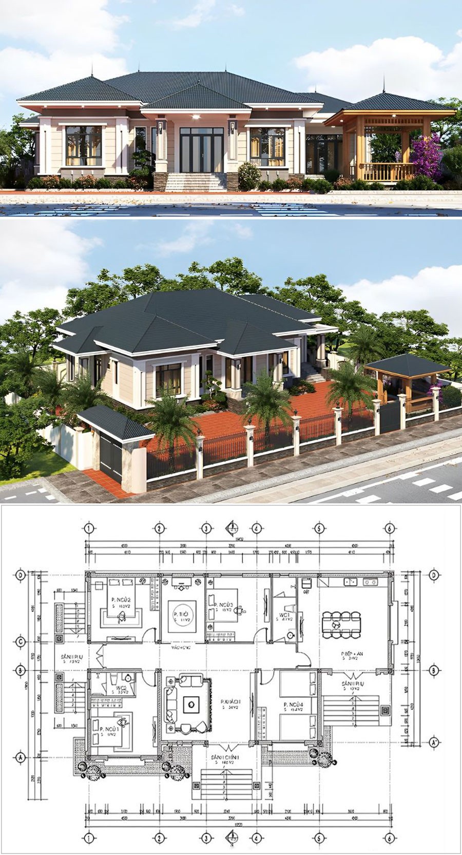Mẫu nhà biệt thự vườn 1 tầng mái Nhật mang nét đẹp truyền thống