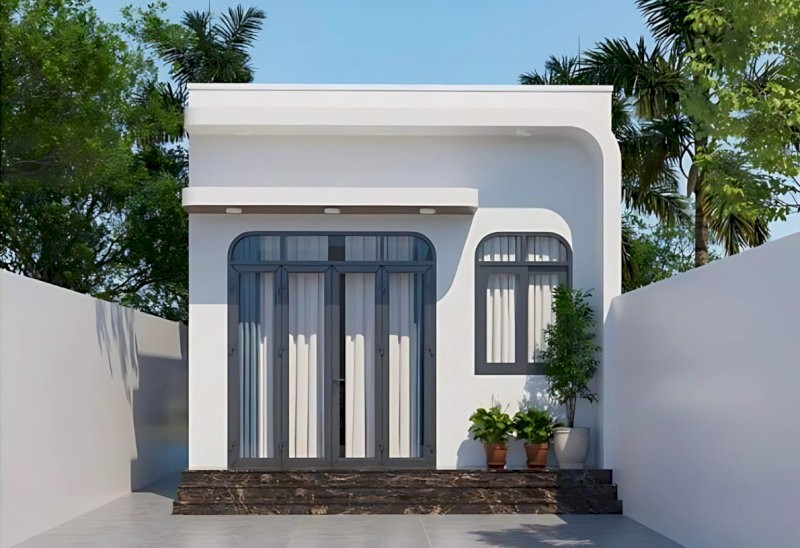 Mẫu nhà cấp 4 5x20 3 phòng ngủ mái bằng đơn giản