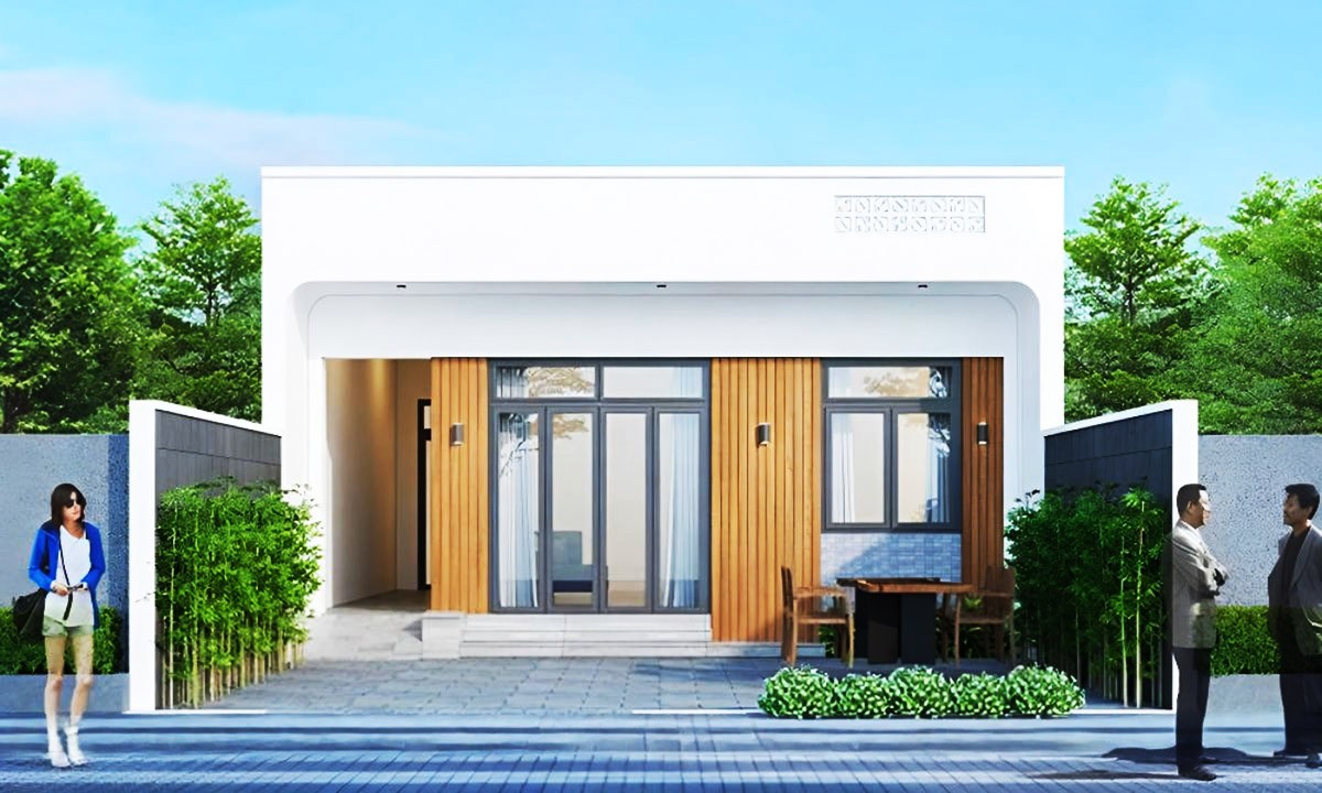 Mẫu nhà cấp 4 ngang 8m thiết kế mái bằng