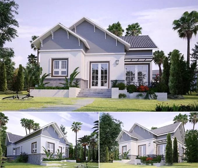 Mẫu nhà vườn 1 tầng 200m2 tham khảo