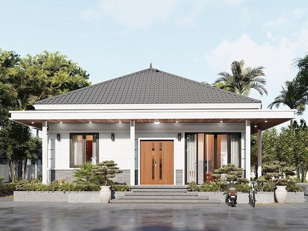 Mẫu nhà vuông đẹp 1 tầng với thiết kế đơn giản, tiện lợi, tối ưu hóa diện tích