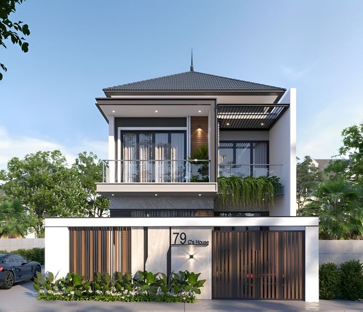 Mẫu nhà vuông đẹp với mái dốc nhẹ, tinh tế, gần gũi với thiên nhiên, tạo không gian sống hài hòa và thoáng đãng, thích hợp cho khí hậu nhiệt đới
