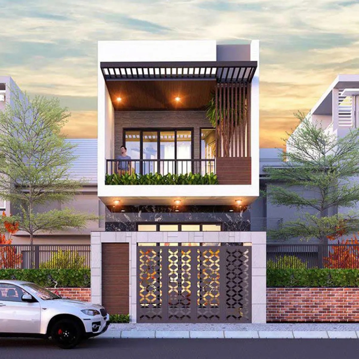 Nhà 1 trệt 1 lầu 2 phòng ngủ có lam che nắng