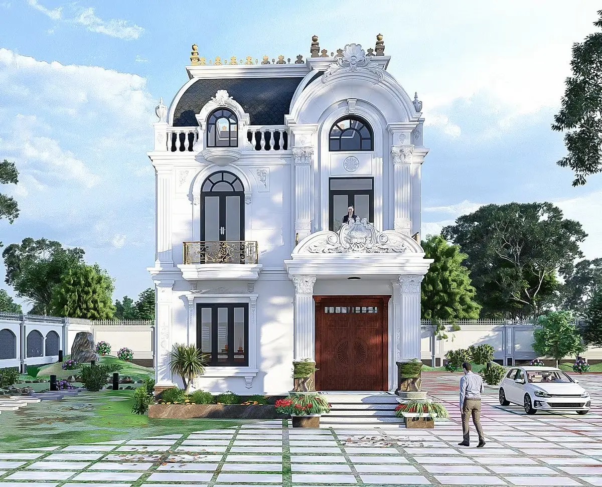 Nhà 1 trệt 1 lầu tân cổ điển lãng mạn