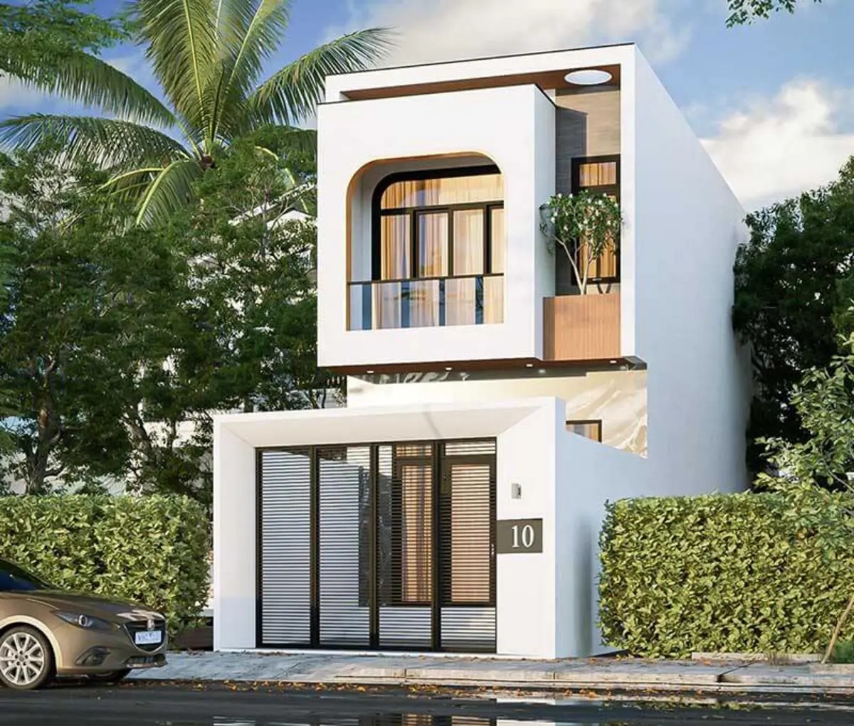 Nhà 1 trệt 1 lầu 3 phòng ngủ có mái vòm ấn tượng