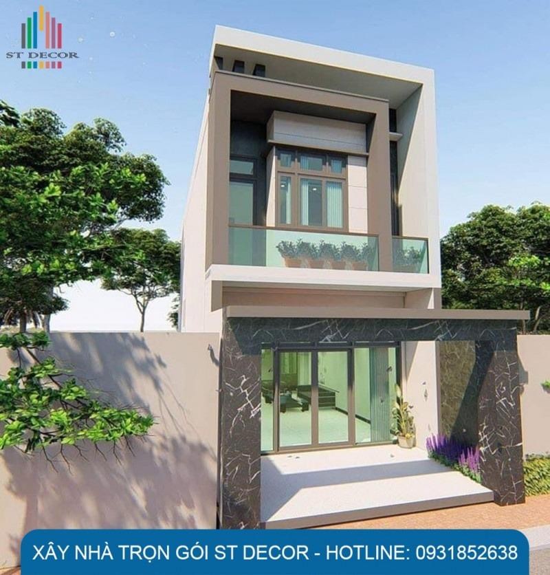 Thiết kế nhà 1 trệt 1 lầu 5x20 mặt phố