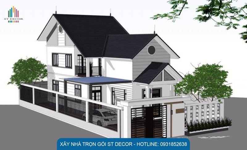 Thiết kế nhà 1 trệt 1 lầu 5x20 có 2 mặt tiền hiện đại