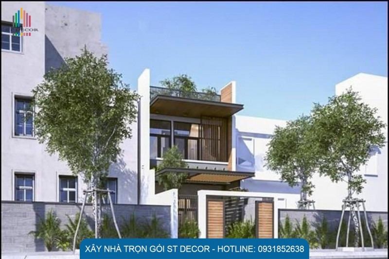Kiểu nhà 1 trệt 1 lầu 5x20 hiện đại nhiều cây xanh