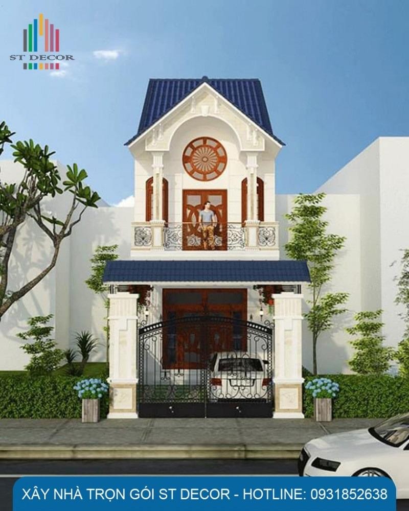 Thiết kế hoàn thiện mẫu nhà 1 trệt 1 lầu 5x20 tân cổ điển