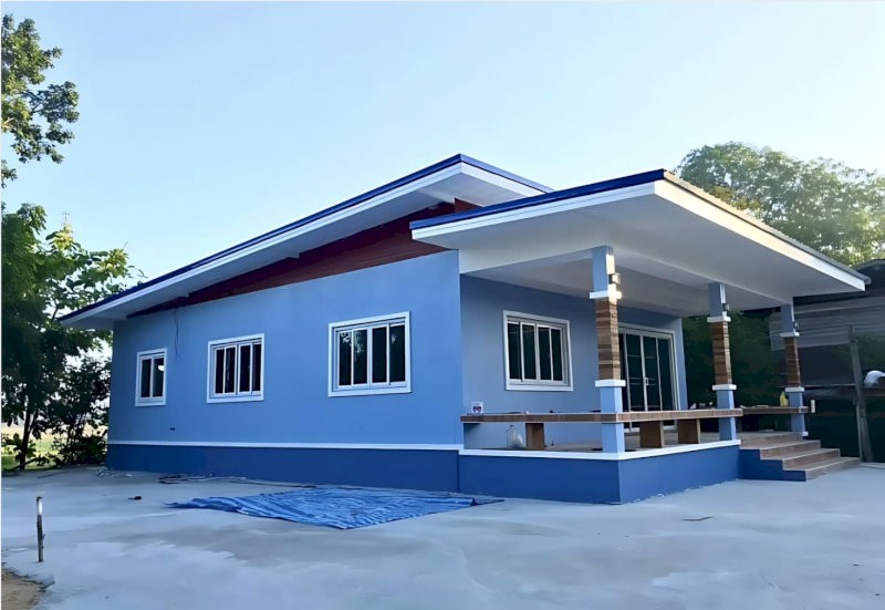 Nhà cấp 4 3 phòng ngủ 5x20 nông thôn mái lệch có phần hiên nhà rộng rãi