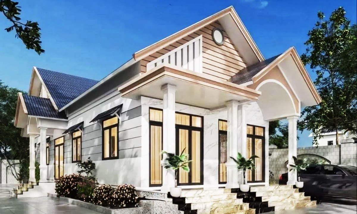 Nhà cấp 4 ngang 8m với mái Thái