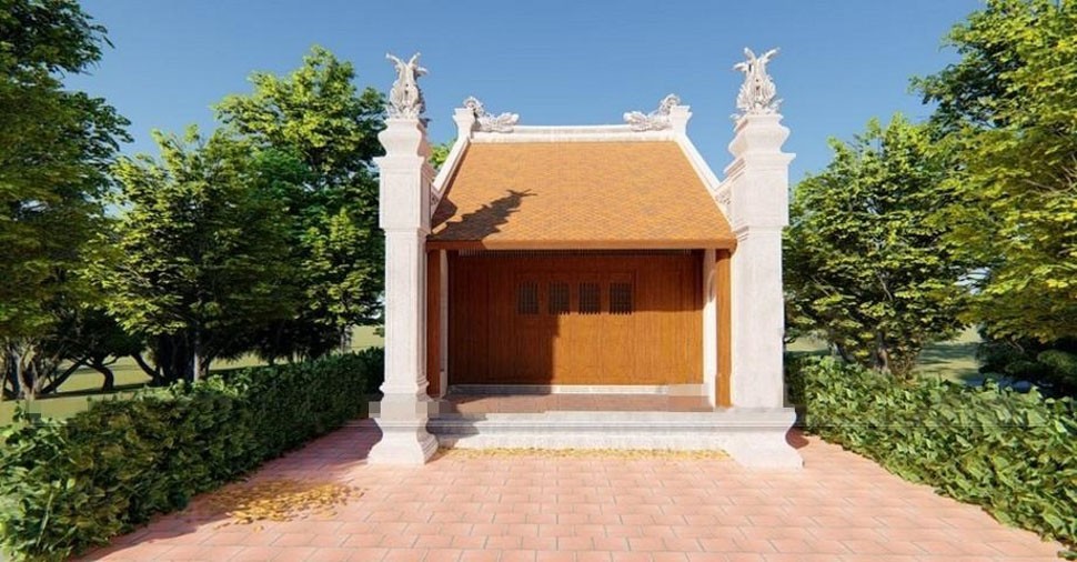 Nhà thờ họ 1 gian truyền thống xây lên từ bê tông giả gỗ