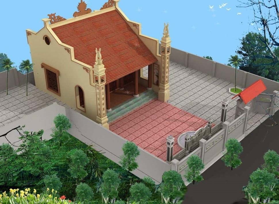Một bản vẽ 3D hoàn chỉnh khi xây dựng nhà thờ họ chi phí 300 triệu