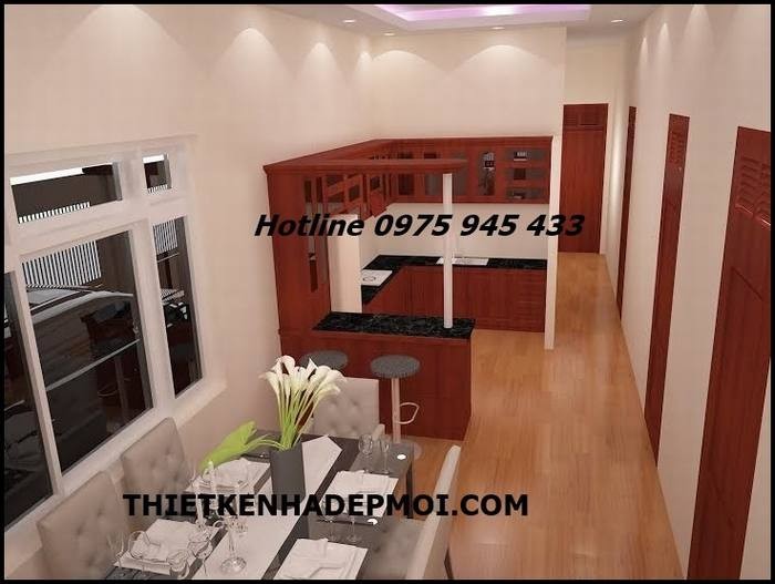 Nội thất nhà cấp 4 mái thái chữ L diện tích 6x20 nhà anh Tôn