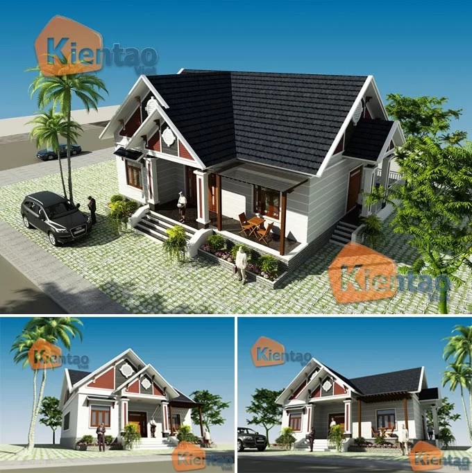 Thiết kế biệt thự nhà vườn 1 tầng 200m2 – Các góc phối cảnh
