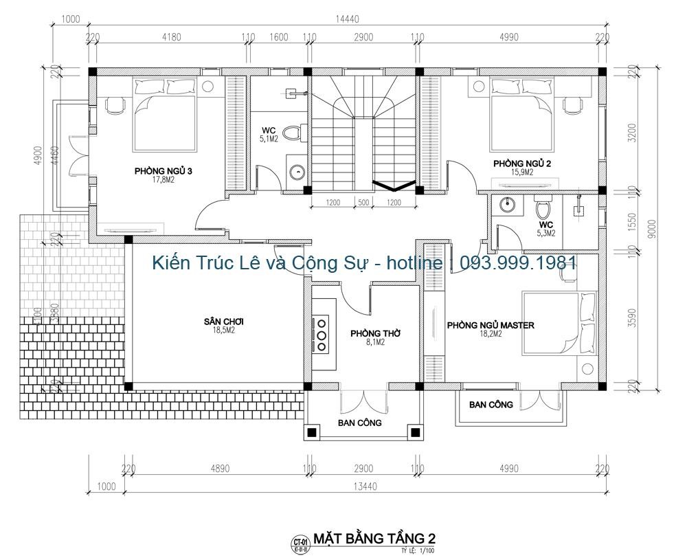 Thiết kế nhà 2 tầng 120m2 đẹp