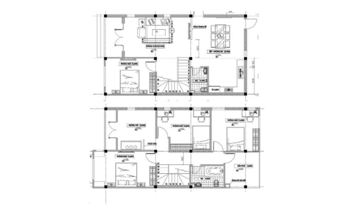 Bản vẽ nhà 2 tầng 8x12 đẹp ấn tượng đáng tham khảo