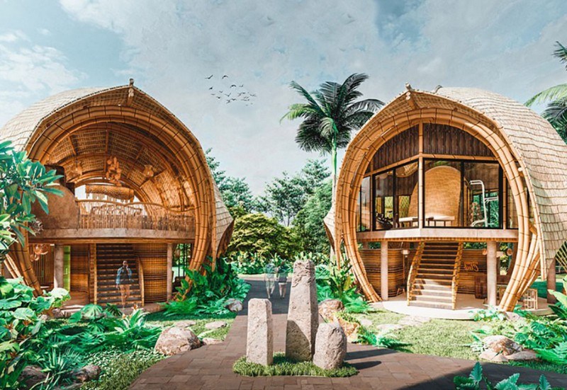 Cảnh quan thiên nhiên với những căn nhà bungalow mái vòm
