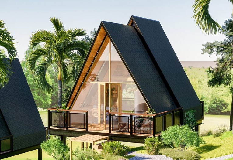 Nhà Bungalow hình tam giác với màu sắc rực rỡ