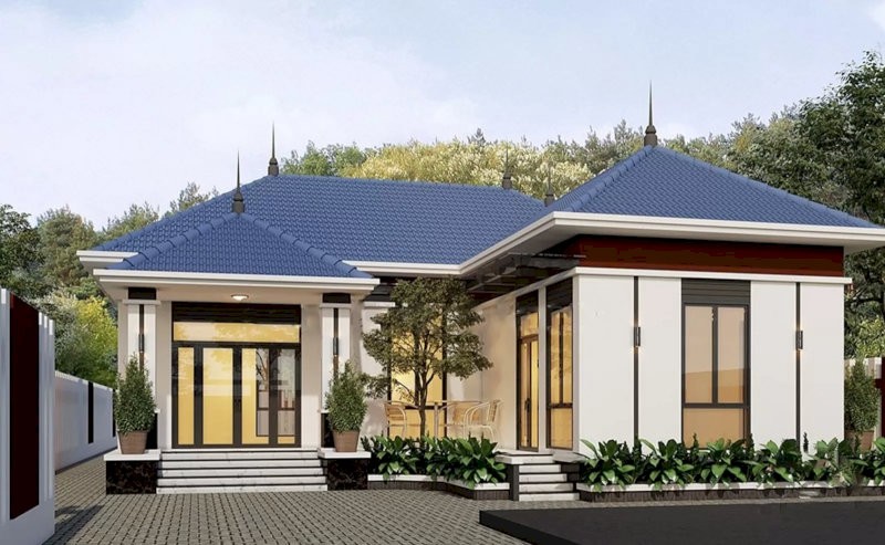 Mẫu nhà chữ L mái Thái hiện đại, tạo không gian sống mở và gần gũi với thiên nhiên