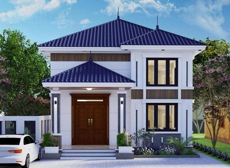 Mẫu nhà gác lửng mái Nhật hiện đại với cửa nhôm cao cấp tối ưu ánh sáng tự nhiên