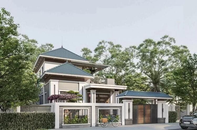 Mẫu biệt thự gác lửng mái Nhật hiện đại, sang trọng