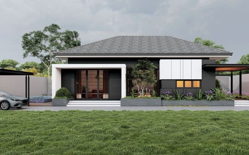 Mẫu nhà mái Nhất với những điểm nhấn màu sắc sang trọng, độc đáo