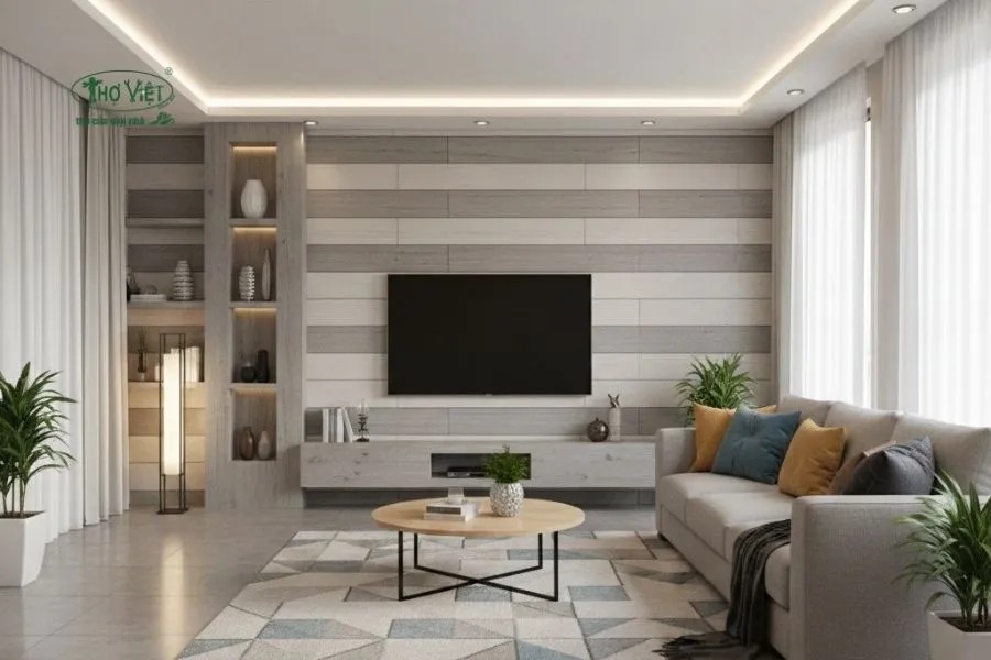 Mẫu nhà ốp nhựa cho phòng khách