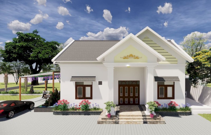 Ngôi nhà cấp 4 mái Thái hiện đại nổi bật với phong cách tối giản trẻ trung