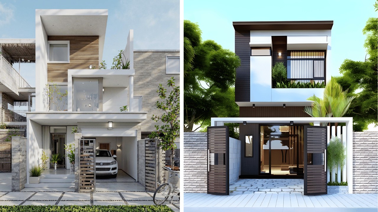 Ngôi nhà 2 tầng mái bằng nhìn từ trên cao