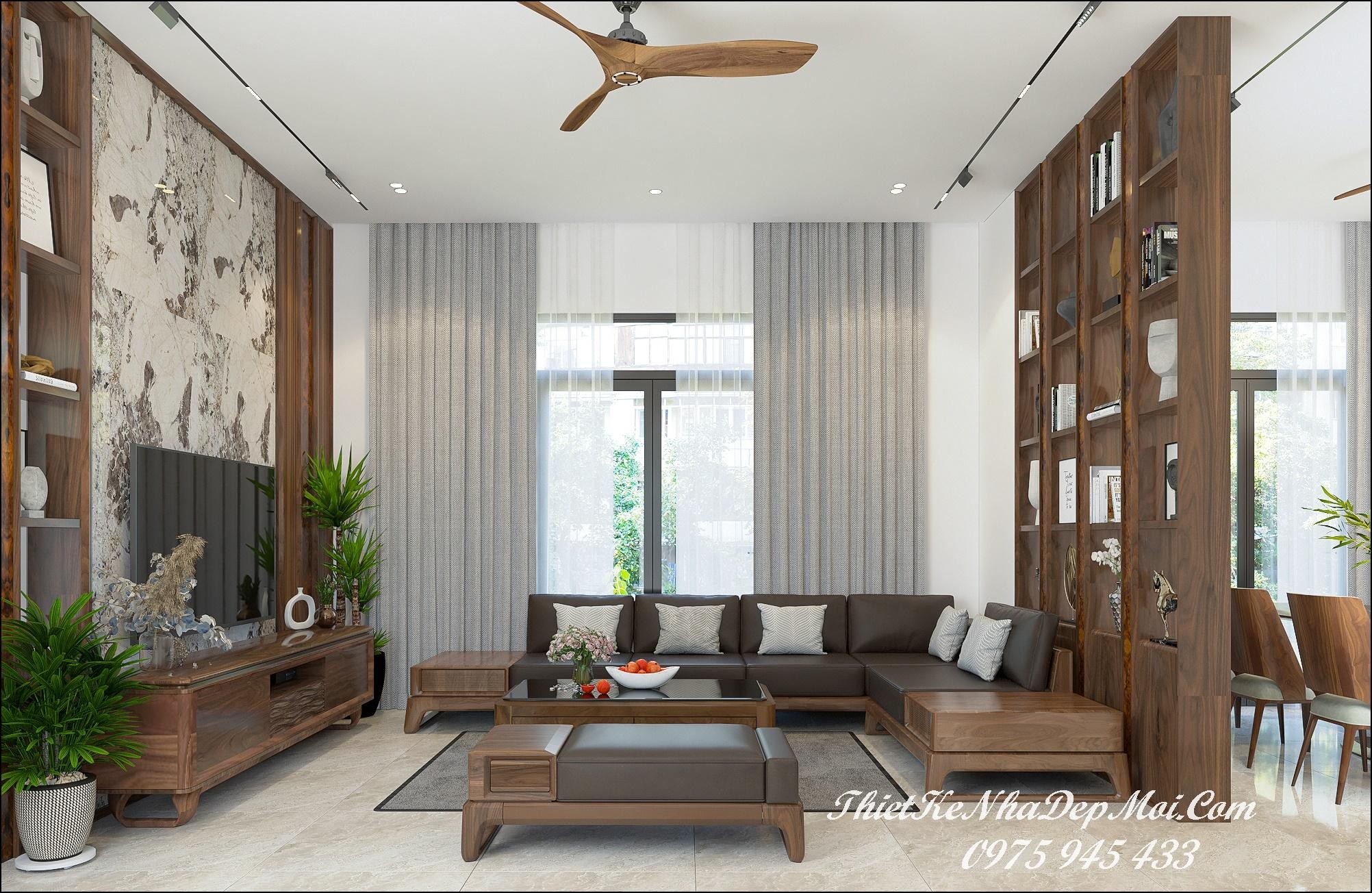 Mẫu thiết kế nhà đẹp 50m2 1 tầng có phòng khách, bếp ăn và 2 phòng ngủ hoàn chỉnh