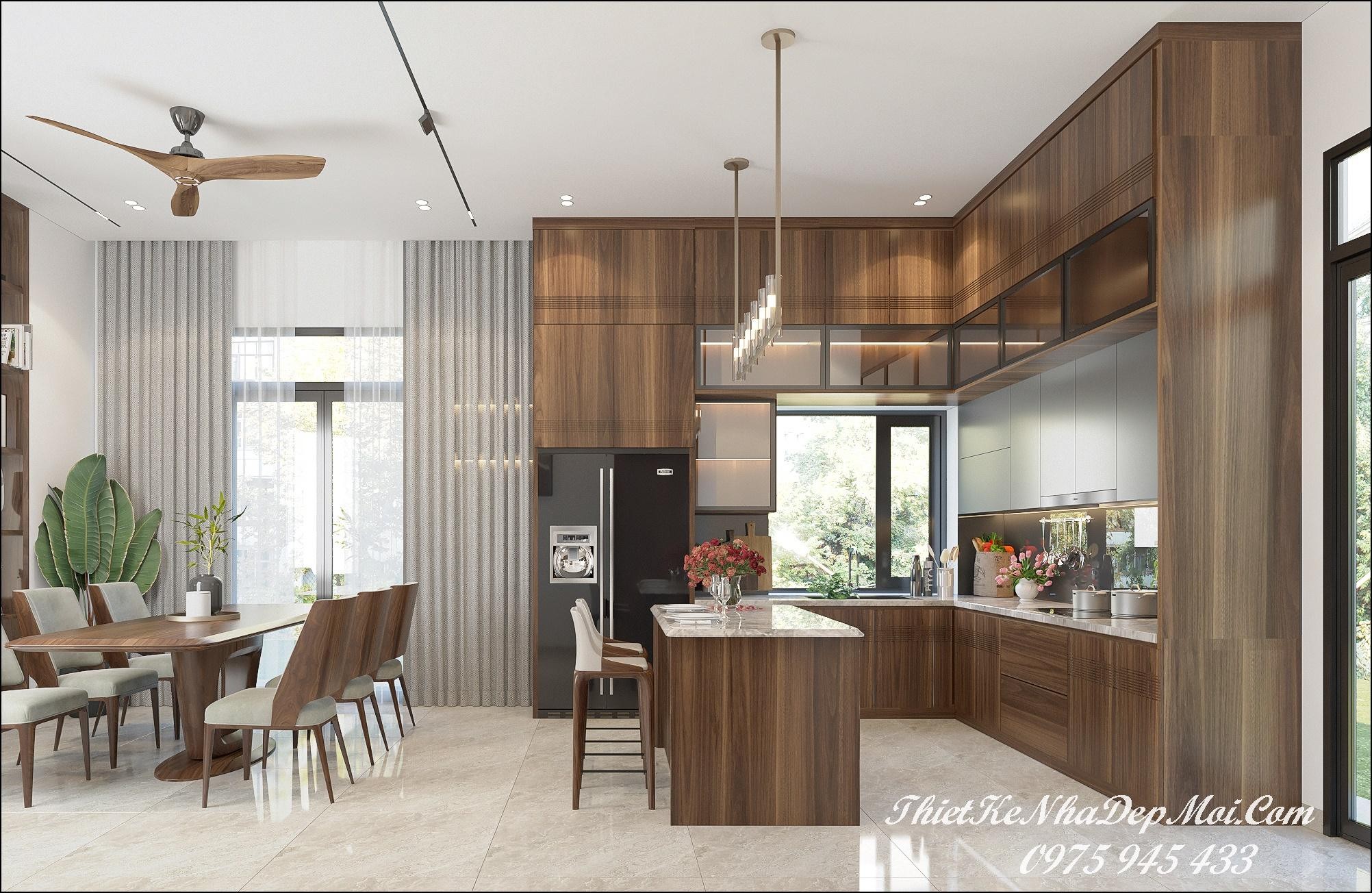 Mẫu thiết kế nội thất trang trí phòng bếp nhà cấp 4 5x10m