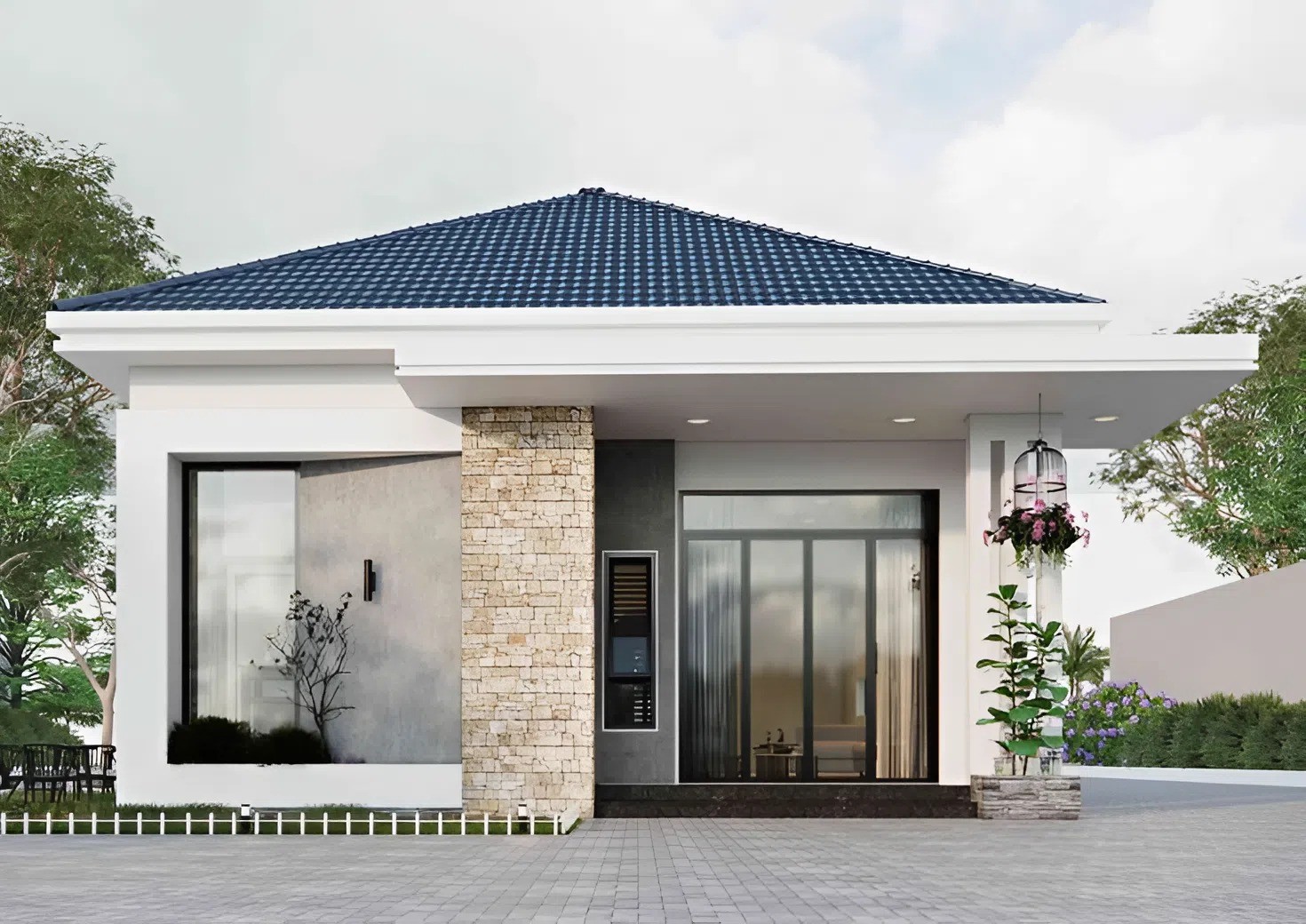 Nhà mái Nhật vuông thiết kế nhỏ gọn