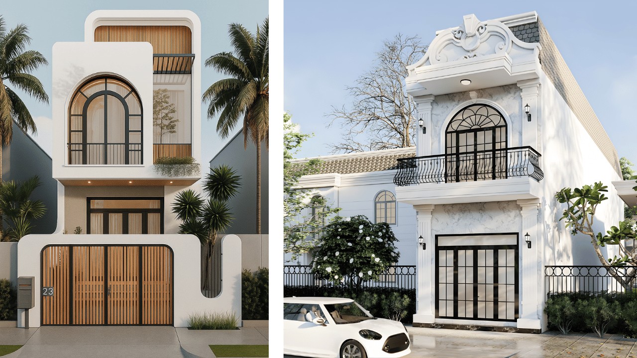 Chi tiết vật liệu ốp mặt tiền nhà ống