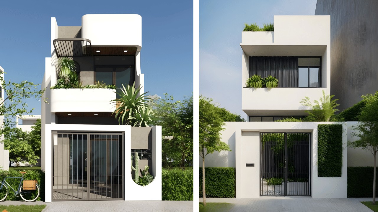 Nhà ống 2 tầng với giếng trời thông thoáng