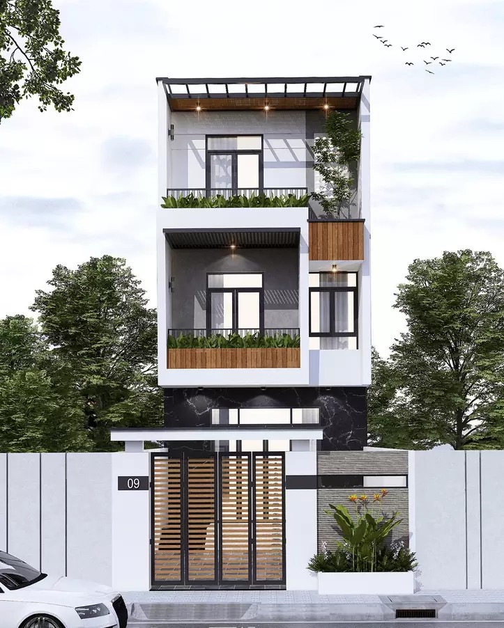 Mẫu nhà ống 3 tầng mái bằng đẹp, phổ biến nhất hiện nay
