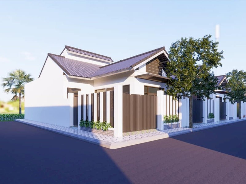 Thiết kế nhà cấp 4 mái Thái 2 mặt tiền nổi bật với vẻ đẹp cân đối và sang trọng