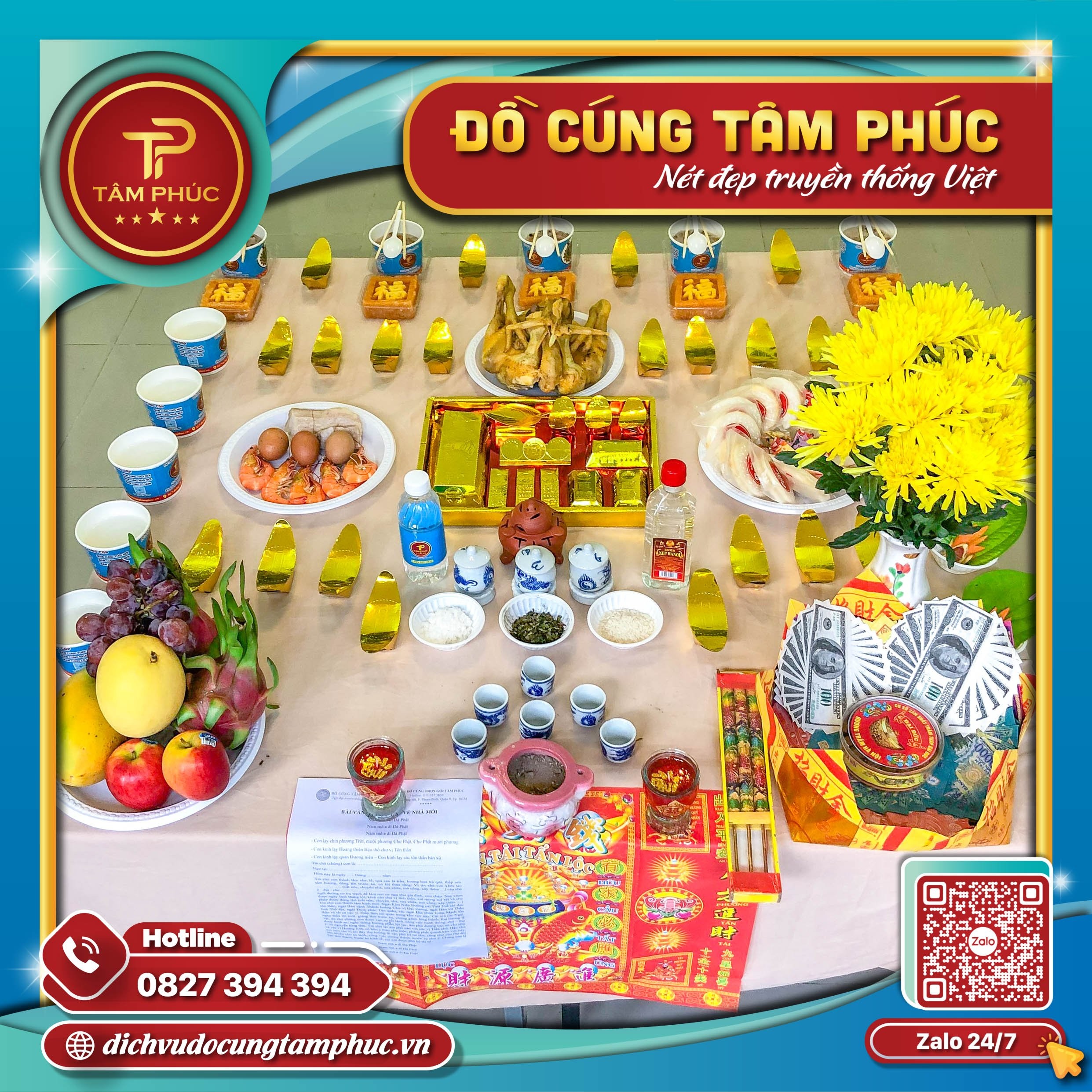 Mâm cúng nhà mới đầy đủ